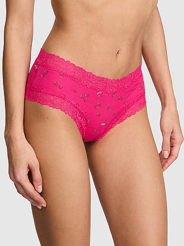 PINK - PINK Wink™ Lace-Trim Cotton Cheeky Panty, image 1