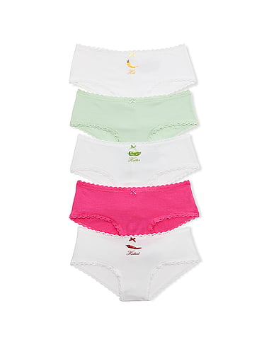 Трусы-чики, кружевная отделка, хлопок, 5 шт. — Victoria's Secret