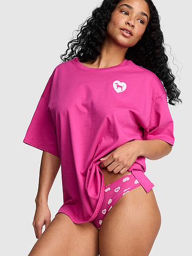 Пижамный комплект Side-Slit, хлопок — PINK