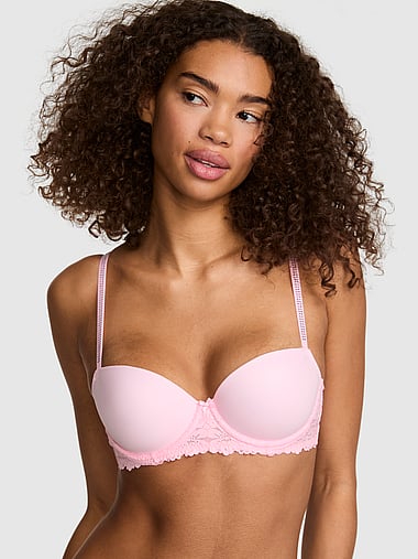 PINK - PINK Wink™ Lightly Lined Balconette Bra in Bling, image 1
