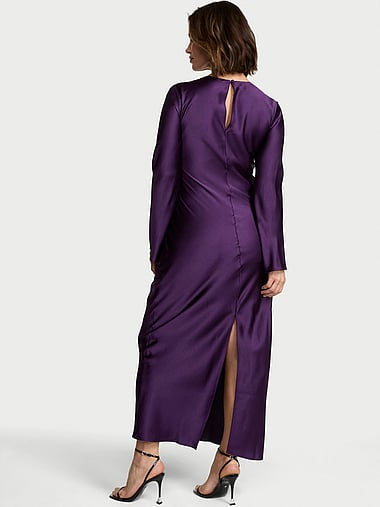 Victoria's Secret - Luxe Satin Long-Sleeve Maxi Slip Dress, image 2
