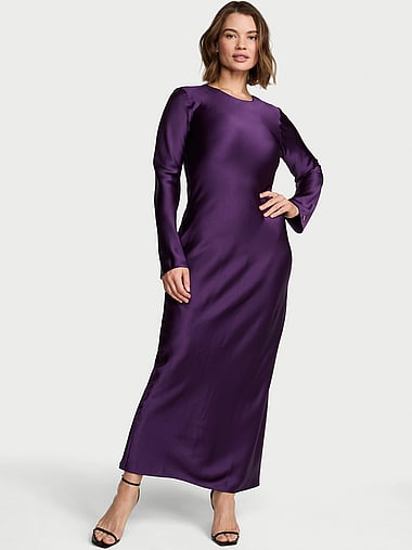 Victoria's Secret - Luxe Satin Long-Sleeve Maxi Slip Dress, image 1