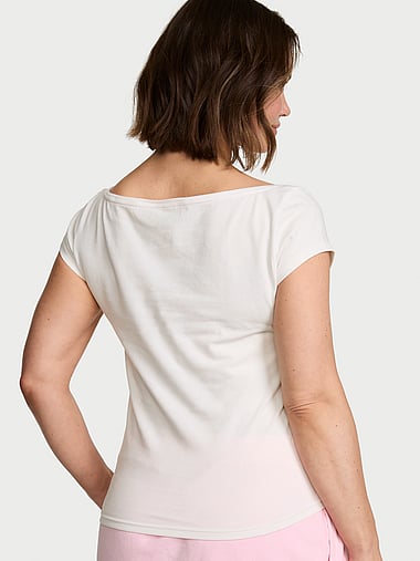 Angel Essentials - Stretch Cotton Fitted Boatneck Tee, image 2