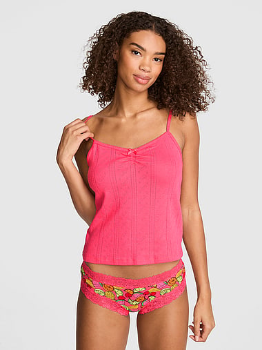 PINK - Pointelle Sweetheart Cami, image 1