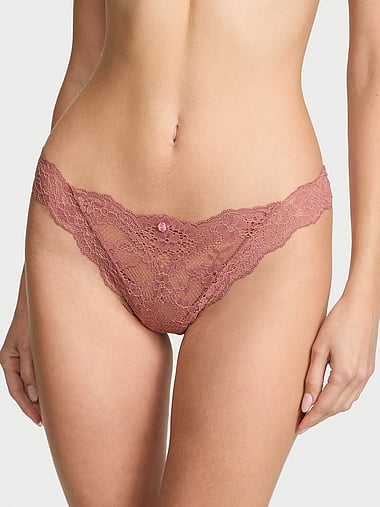Трусы-стринги, оборки, сетка, с бантом — Victoria's Secret