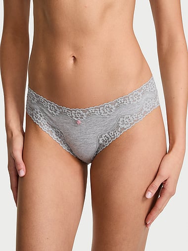 Lace Trim - Cotton Lace-Waist Bikini Panty, image 1