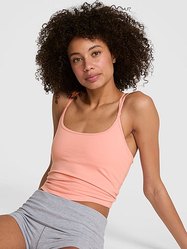 PINK - All-Day Cotton™ Strappy Tank Top, image 1