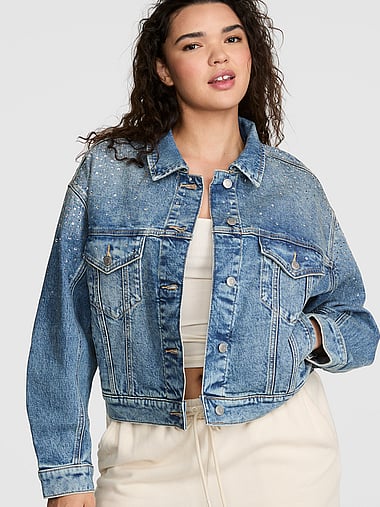 PINK - Denim by PINK Boyfriend Trucker Jacket, image 1