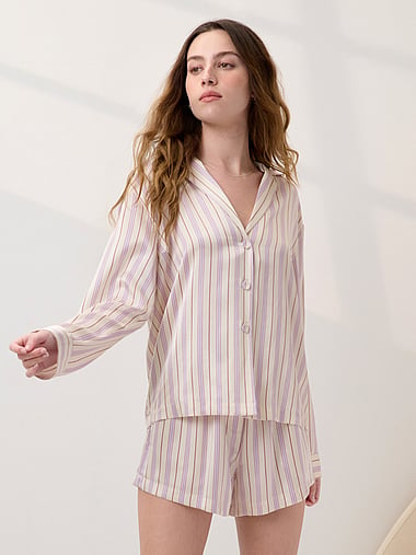 Lunya - Washable Silk Button Up Long-Sleeve Short Set, image 1