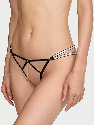 Трусы-бразилиана, на завязках, с вырезами, с блеском — Victoria's Secret