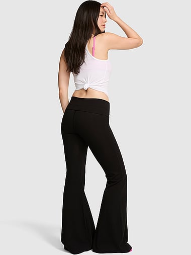 PINK - All-Day Cotton™ Foldover Super Flare Leggings, image 2