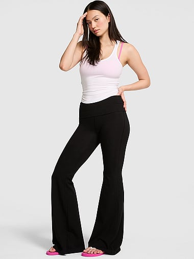 PINK - All-Day Cotton™ Foldover Super Flare Leggings, image 1