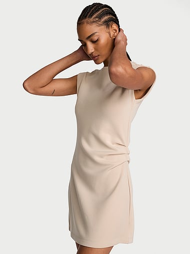 beige athletic dress Beige Fabletics Define Performance Dress Classic Mini