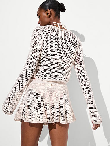 Victoria's Secret Swim - Beachwear Crochet Tie-Front Long-Sleeve Top, image 2