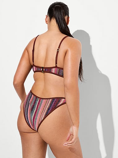 Victoria's Secret Swim - Shimmer Stripe Knit Brazilian Bikini Bottom, image 1