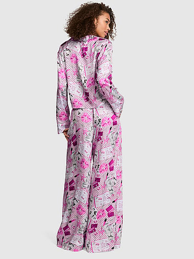 PINK - GRWPINK™ Satin Flyaway Long-Sleeve & Pants Pajama Set, image 2