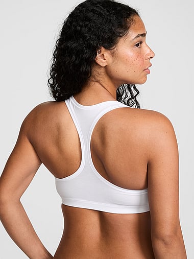PINK - Cotton Unlined Racerback Bralette in Cotton, image 2