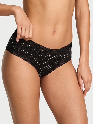 Lace Trim - Cotton Lace-Waist Cheeky Panty, image 1