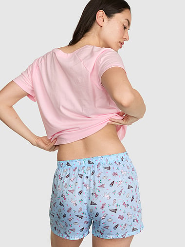 PINK - Silky Sleep Boxy Pajama Shorts in Silky, image 2