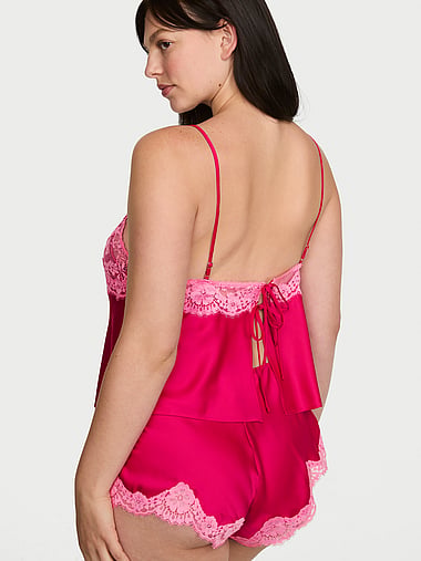 Dream Angels - Satin Lace-Trim Cami & Flutter Shorts Set, image 2