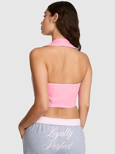 PINK | Elle Denim Halter Top, image 2
