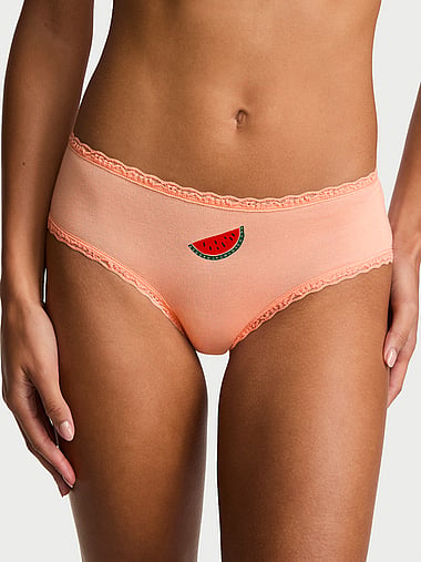 Lace Trim - Cotton Lace-Waist Cheeky Panty, image 1