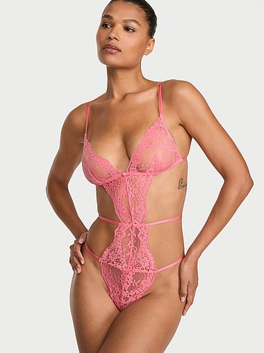 Dream Angels - Dare to Dream Lace Strappy Triangle Teddy, image 1