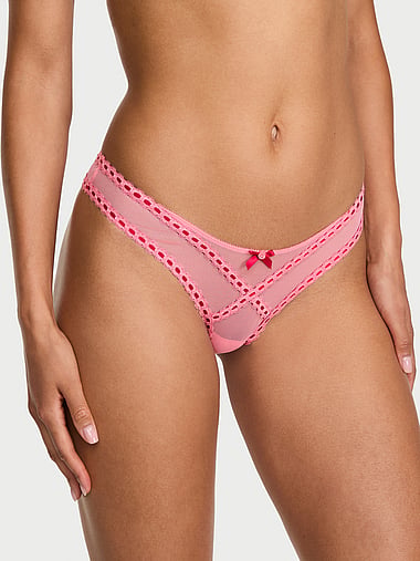 Dream Angels - Ribbon Slot Mesh Brazilian Panty, image 1