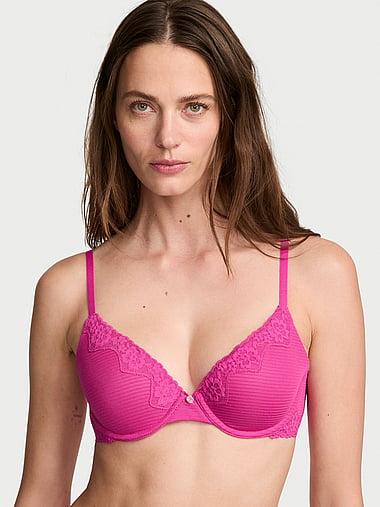 The T-shirt - Cotton Shadow Stripe Lightly Lined Demi Bra, image 1