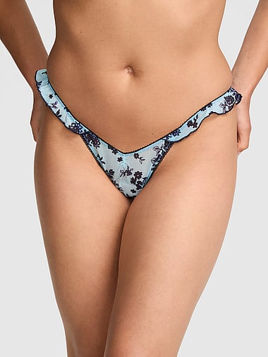 PINK - PINK Wink™ Flutter Thong Panty in Mesh, image 1