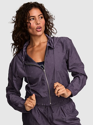 PINK - Logo Jacquard Smocked Hooded Jacket, image 1