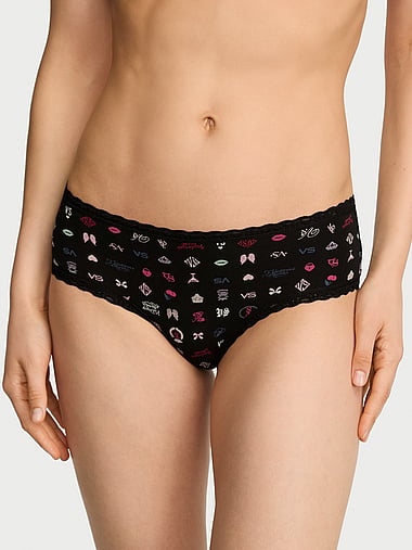 Lace Trim - Cotton Lace-Waist Cheeky Panty, image 1