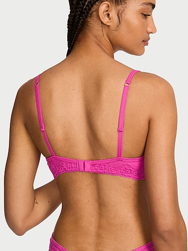 The T-shirt - Cotton Shadow Stripe Unlined Demi Bra in Lace Trim, image 2