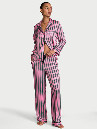 Signature Satin Long Pajama Set, image 1