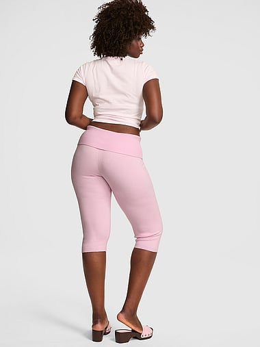 PINK | Elle Knit Foldover Capri Pants, image 2
