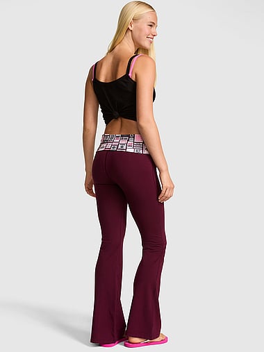 PINK - All-Day Cotton™ Foldover Flare Leggings, image 2