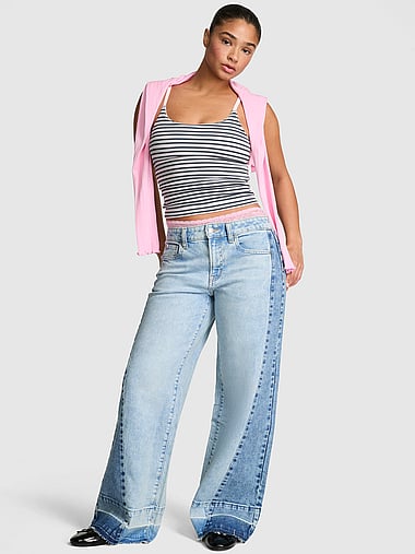 PINK - Denim by PINK Mid-Rise Baggy Wide-Leg Jeans, image 1