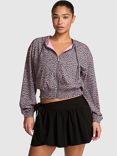 PINK - Tech Woven Smocked Hooded Jacket, image 1