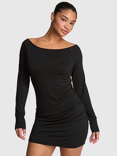 PINK - 24/7 Lounge Modal Oﬀ-The-Shoulder Dress, image 1