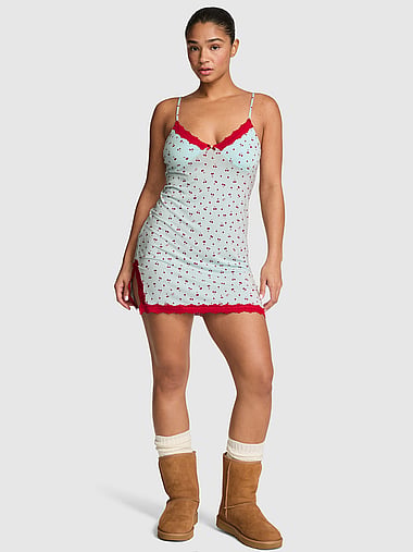 PINK - GRWPINK™ Modal Lace-Trim Slip Dress, image 1