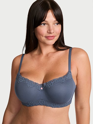 The T-shirt - Cotton Shadow Stripe Balconette Bra, image 1
