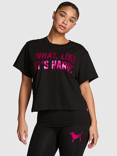 PINK | Elle Campus Cotton™ Cropped Tee, image 1
