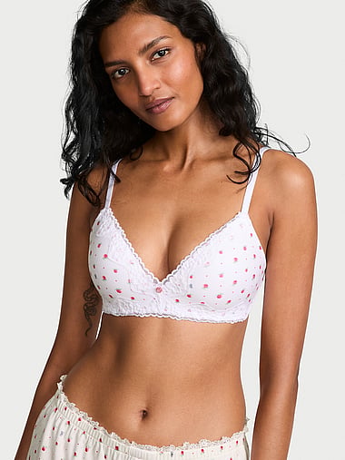 The T-shirt - Cotton Lace-Trim Lightly Lined Wireless Bra, image 1