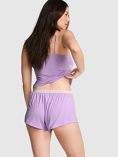 PINK - 24/7 Lounge Modal Lace-Trim Micro Shorts, image 2