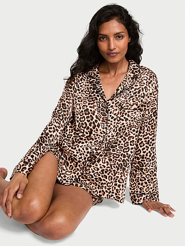 Victoria's Secret - Signature Satin Long-Sleeve Short Pajama Set, image 1