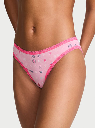 Lace Trim - Cotton Lace-Waist Bikini Panty, image 1