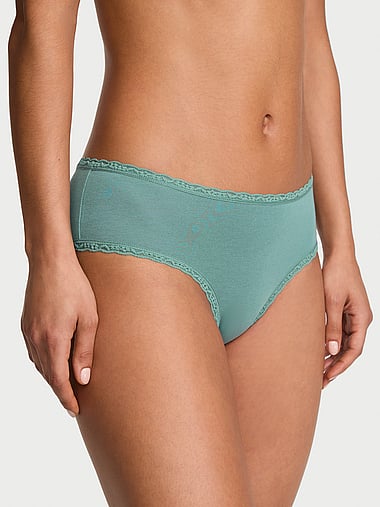 Lace Trim - Cotton Lace-Waist Cheeky Panty, image 1