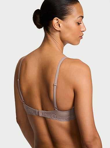 The T-shirt - Cotton Shadow Stripe Lace-Trim Lightly Lined Wireless Bra, image 2