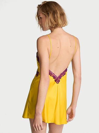 Very Sexy - Satin Rose Lace-Trim Mini Slip Dress, image 2