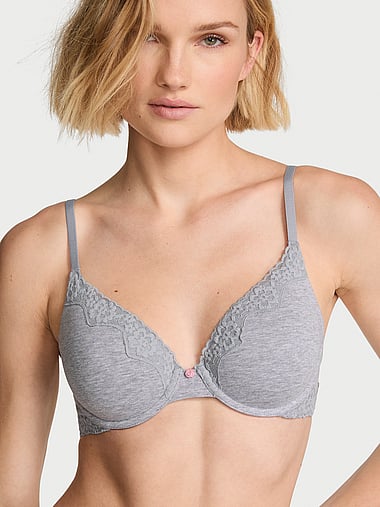 The T-shirt - Cotton Lace-Trim Lightly Lined Full-Coverage Bra, image 1